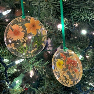 Christmas ornaments, botanical ornaments, sun catcher, Christmas decor, floral ornament, wildflower tree decoration, handmade gifts