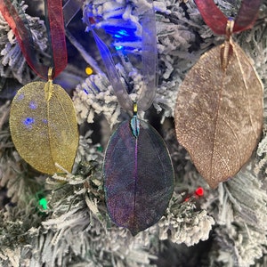 Real Leaf Ornament, Iridescent Leaf, Real Leaf Rose Gold, Large Real Leaf, Gold, Nature, Blue Leaf, Purple Leaf, Christmas Tree Gift