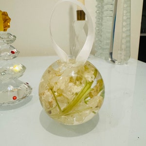 Custom Ornaments made with wedding flowers!