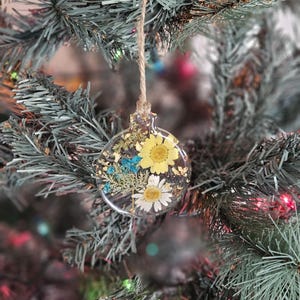 Botanical Christmas resin ornaments with gold leaf