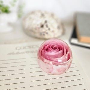 Handmade Dusky Pink Rose Resin Ornament: Forever Natural Flower Gift