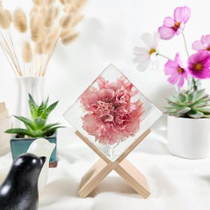 Handmade Carnation Resin Ornament: Forever Natural Flower Gift